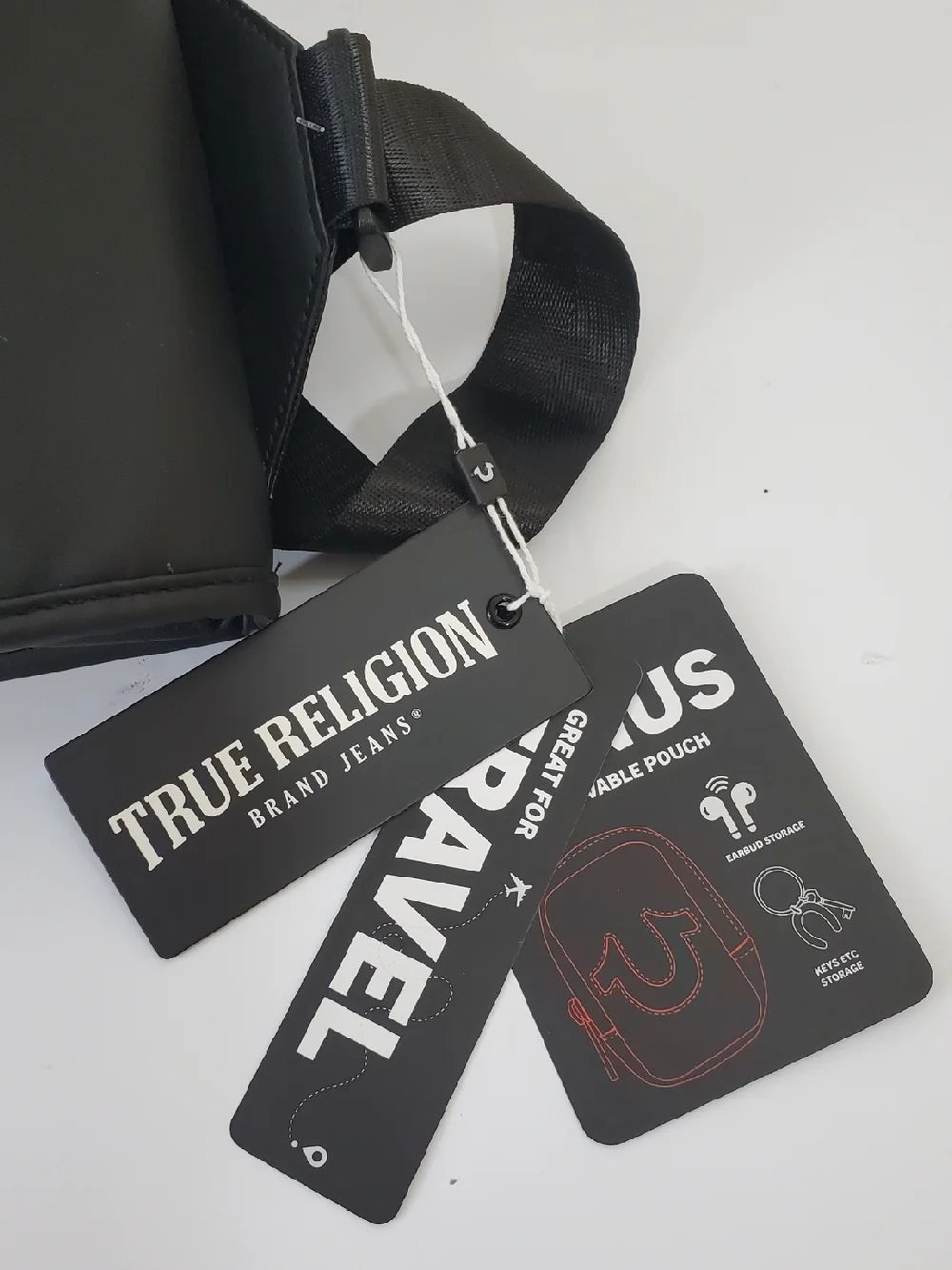 TRUE RELIGION CROSSBODY TR FLAG BAG MENS BLACK
